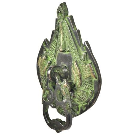 Ornate Green Patina Parrot Bird Door Knocker